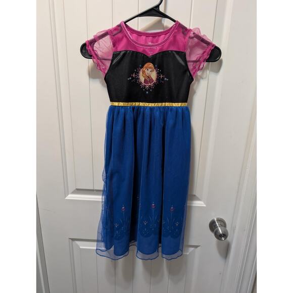 Girls Disney Frozen Princess Anna Blue Fantasy Dress Costume Halloween Size 6 - Picture 1 of 8